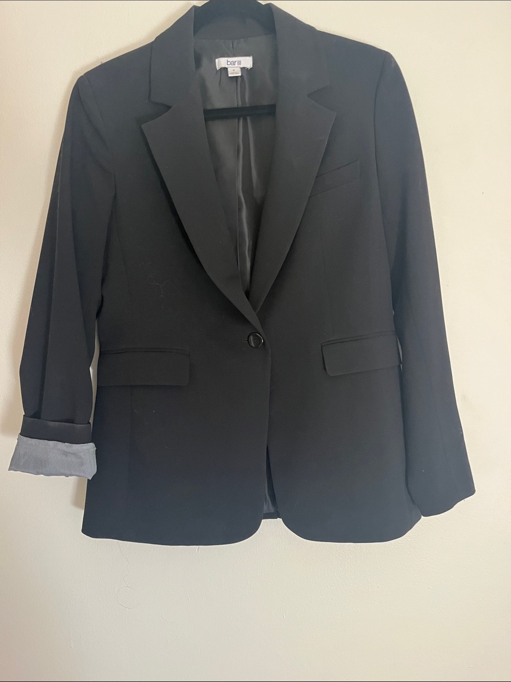 Bar III Black Single-Button Notch Lapel Blazer